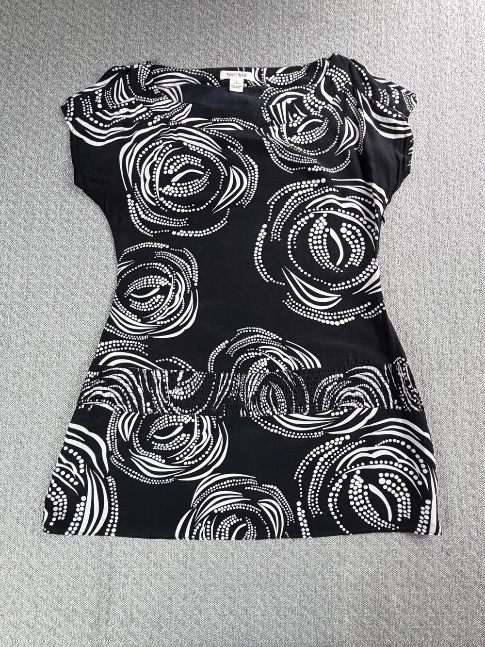 White House Black Market Sz S Silk Tunic Top Long Shirt Split Sleeve